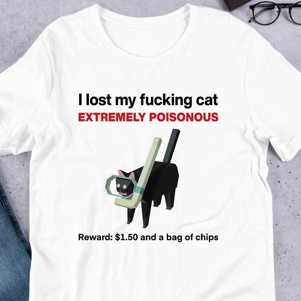 I Lost My Cat Meme, Funny Cat Meme Shirt, Ironic Shirt, Weirdcore Clothing, Low Unisex T-Shirt XXL