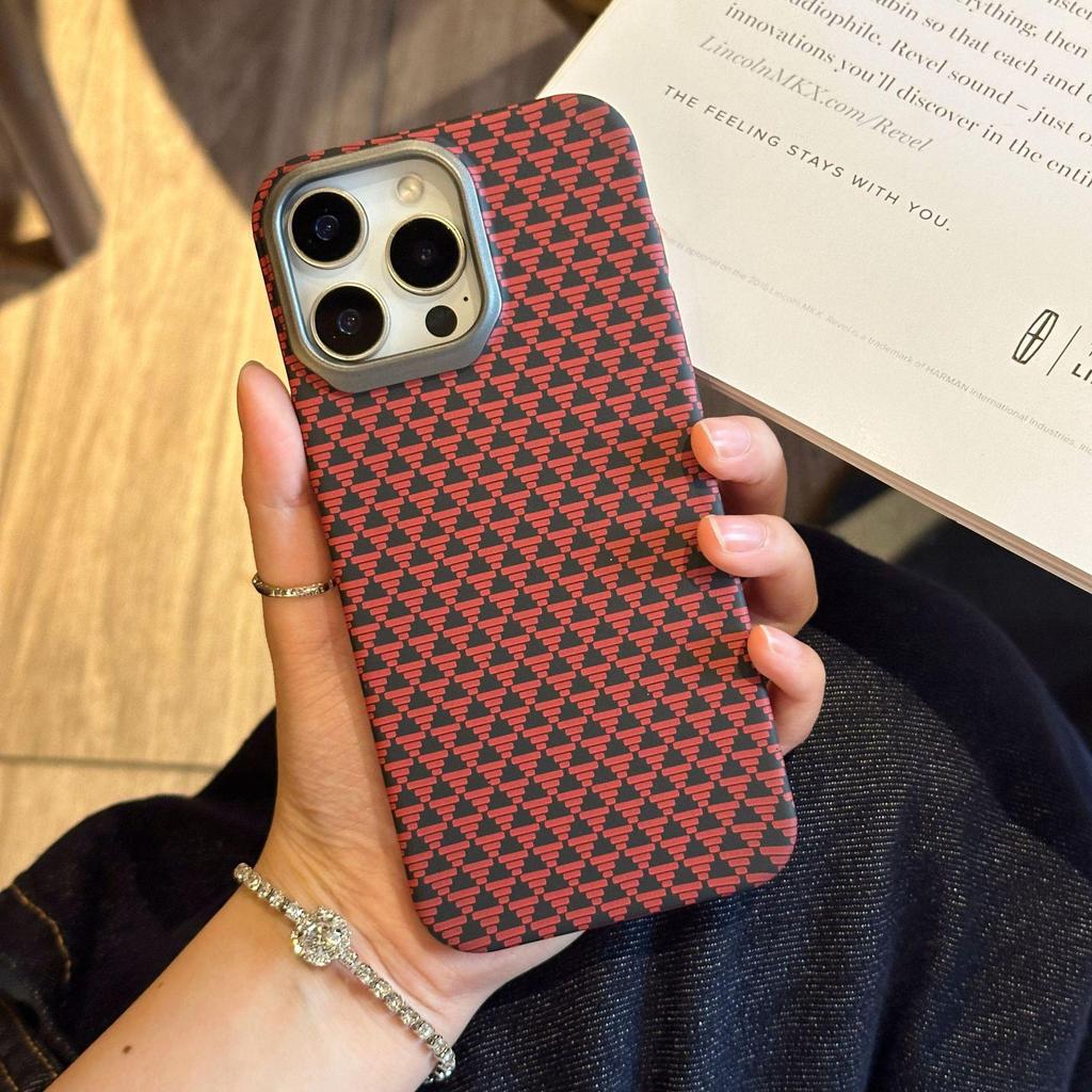 Carbon Fiber Retro Full Coverage Phone Case for Apple 17 Pro Max, 16 Pro Max, 15 Pro Max with Magnetic Kevlar Protection.