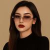 Eyewear Frameless Polarized Sunnies Retro Anti-UV Glasses Catwalk Square Frame Sunglasses  Summer