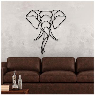 [A3249] - XXL Metal Decoration 'Elephant' Black - 60x55 Cm