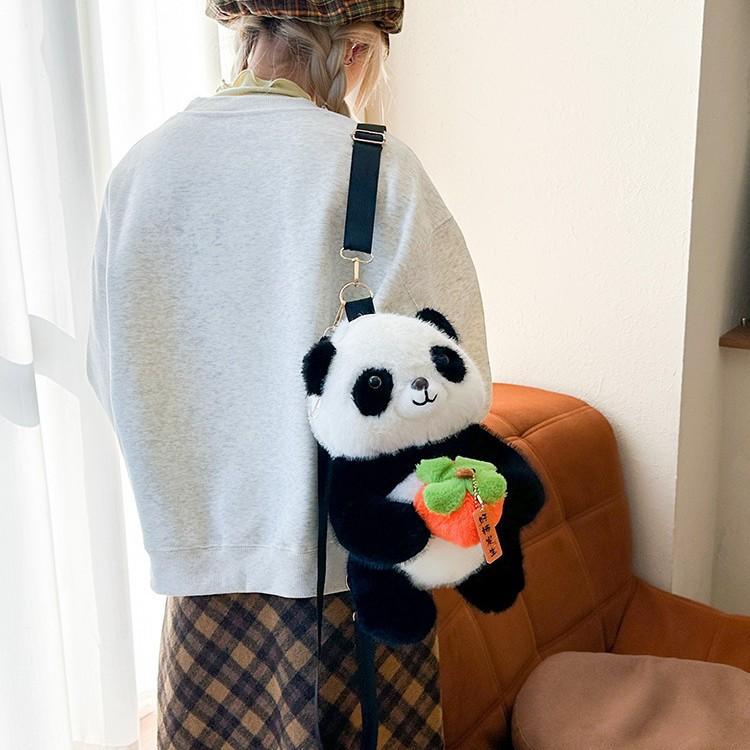 Kawaii Panda Plush Backpack Cute Animal Plushie Bag Women Crossbody Fur Soft Shoulder Bag For Travel Party Female Birthday Gift