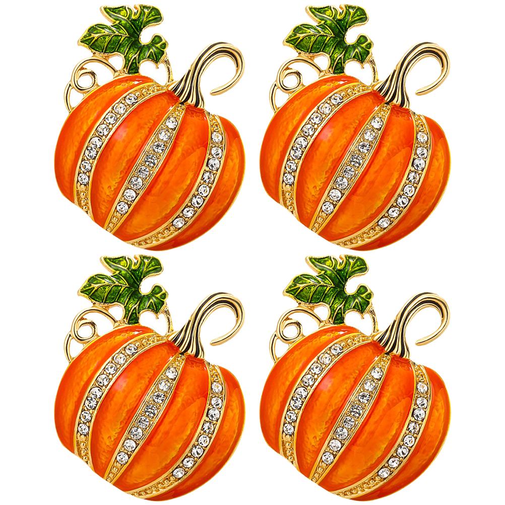 4 Pcs Napkin Buckle Banquet Rings Decorative Party Decorations Decorate Pumpkin Halloween Orange Tissue For Table Decors