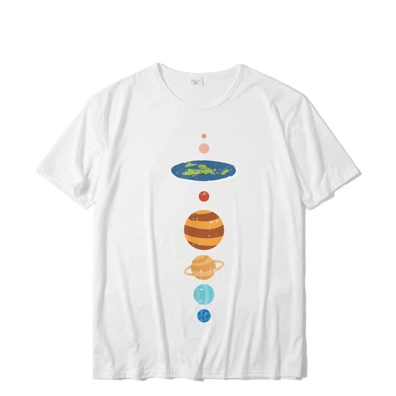 Graphic Flat Earth And Planets Funny Conspiracy Theory Earthers Fashion tshirt Gift T-Shirt Cute Men T Shirt Cotton Tops Tees