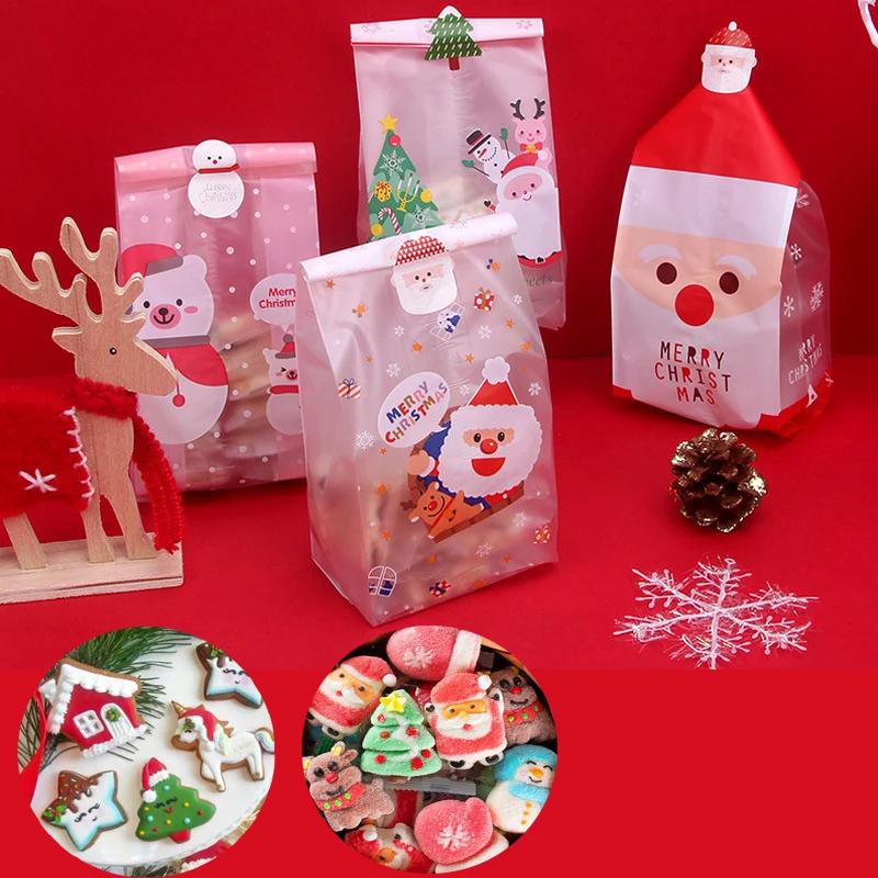 50pcs Cute Snowman Plastic Gift Bags Cookie Candy Packaging Bag Christmas Biscuits Packing Party Decoration Navidad 2025