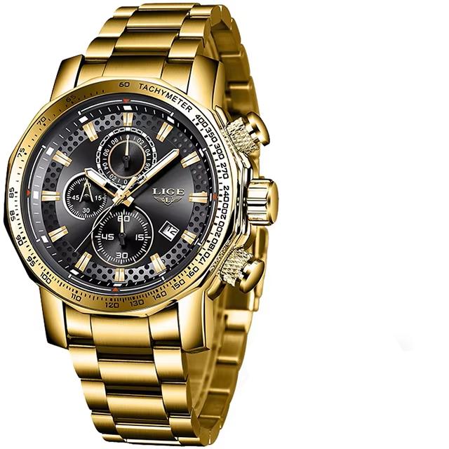 LIGE Watches for Men New Business Sport Chronograph Quartz Wristwatch Clock Waterproof Big Dial Male Watch Reloj Hommes+BOX