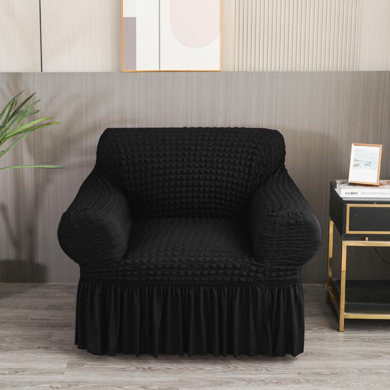 High Elastic Bubble Grid Sofa Cover 1/2/3/4 With Skirt Hem, All Season Universal Pet Anti Dirt Seersucker Sofa Cover
