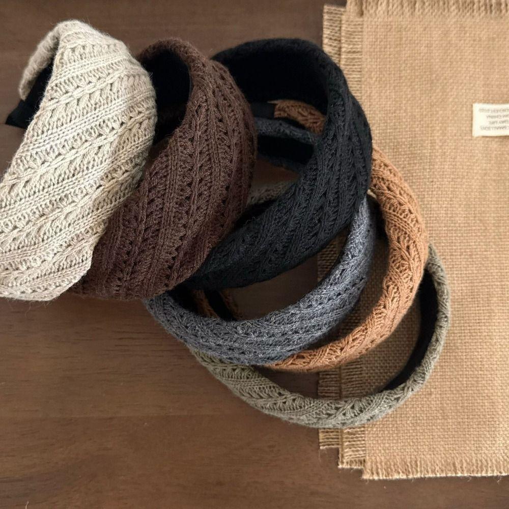 Knit Woolen Hairband Solid Color Warm Hair Band Cute Knitted Headband Winter