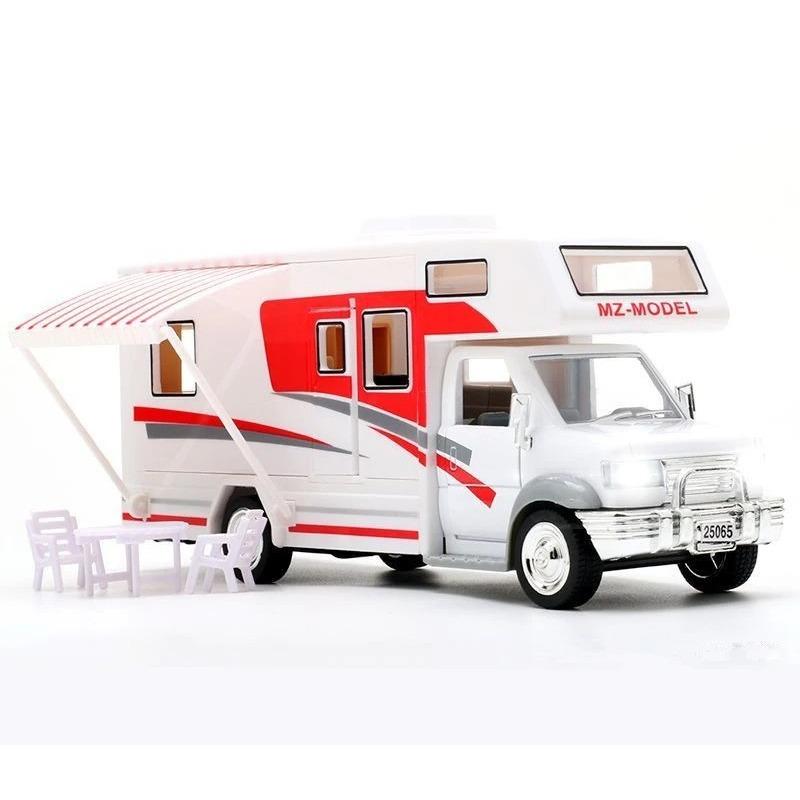 

1/30 Diecast Luxury RV Recreational Vehicle Car Model Metal Toy Camper Van Motorhome Touring Car Model Sound and Light Kids Gift красный