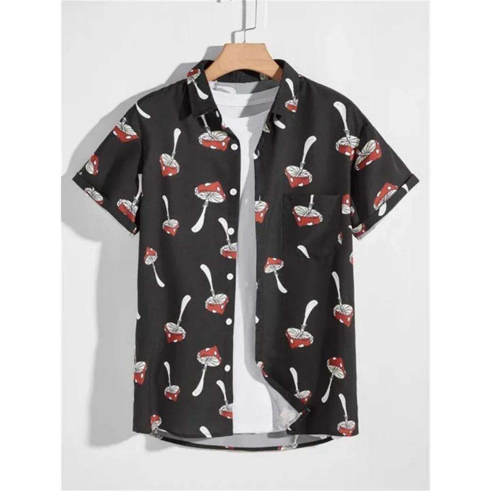 Men's Shirts Astronaut Printed 2025 Summer Hawaii Short Sleeved Shirt Men's Beach Breathable Tops Outdoor Street Men's Clothing