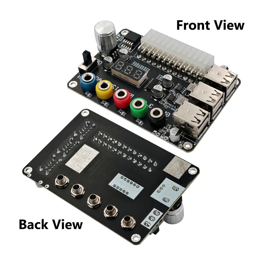 24Pin ATX Power Supply Breakout Board Power Module Adapter Connector Adjustable Voltage Knob 6 Port USB 2.0 Supports QC2.0 QC3.0