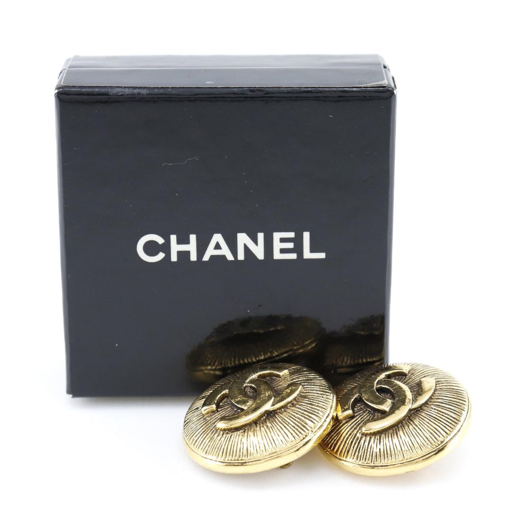 Chanel COCO Mark Earring Plated Gold 30g Women Used