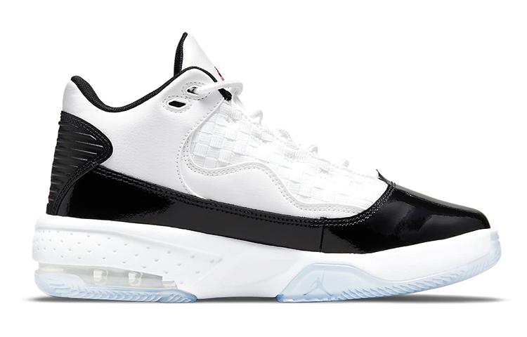 Jordan Max Aura 2 Synthetic Leather Abrasion Resistant Mid Top Children's Basketball Shoes White Black Blue Unisex CN8094-102