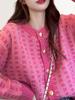 2024 Pink Plaid Knit Cardigan: Cute, Slimming, and Fashionable Spring/Autumn Sweater for Women
