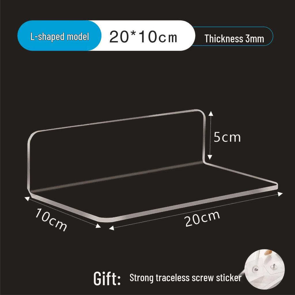 Acrylic L-Shaped U-Shaped No-Drill Wall Storage Rack for Bathroom, Shower, Kitchen Display