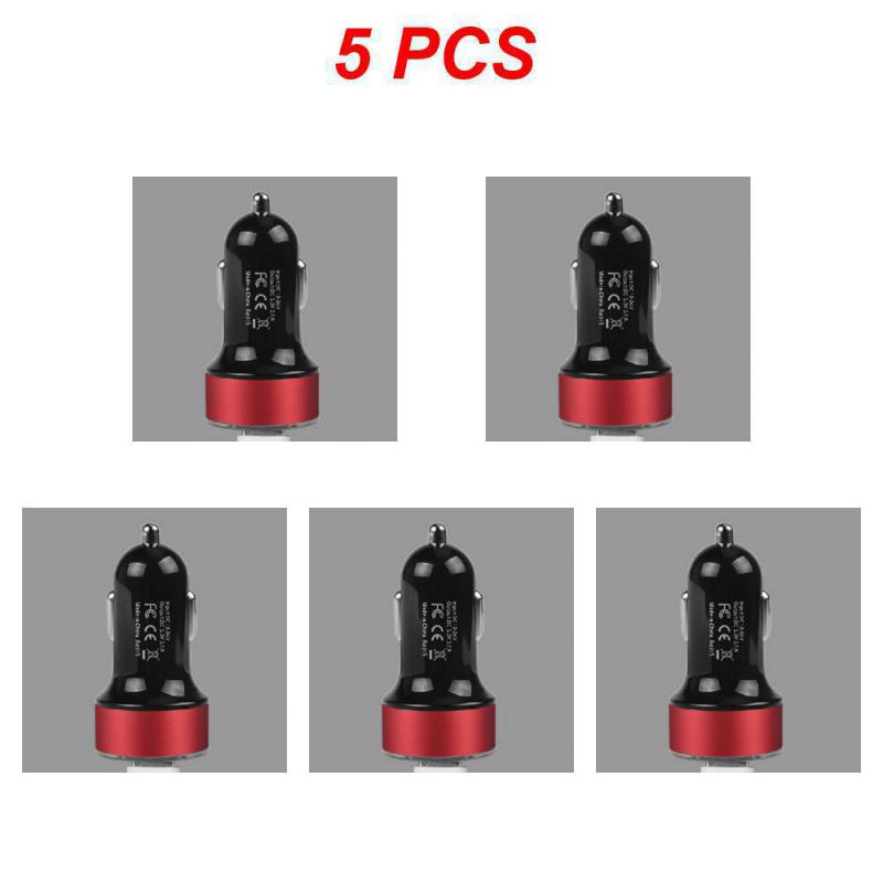 2~5PCS Auto Vehicle Car Dual USB Car Charger QC 3.0 Fast Charging Adapter Cigarette Lighter LED Voltmeter For All Mobile Phone