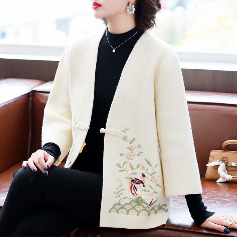 

Baolianduo Women s Chinese Style Embroidered V-Neck Jacket 2XL