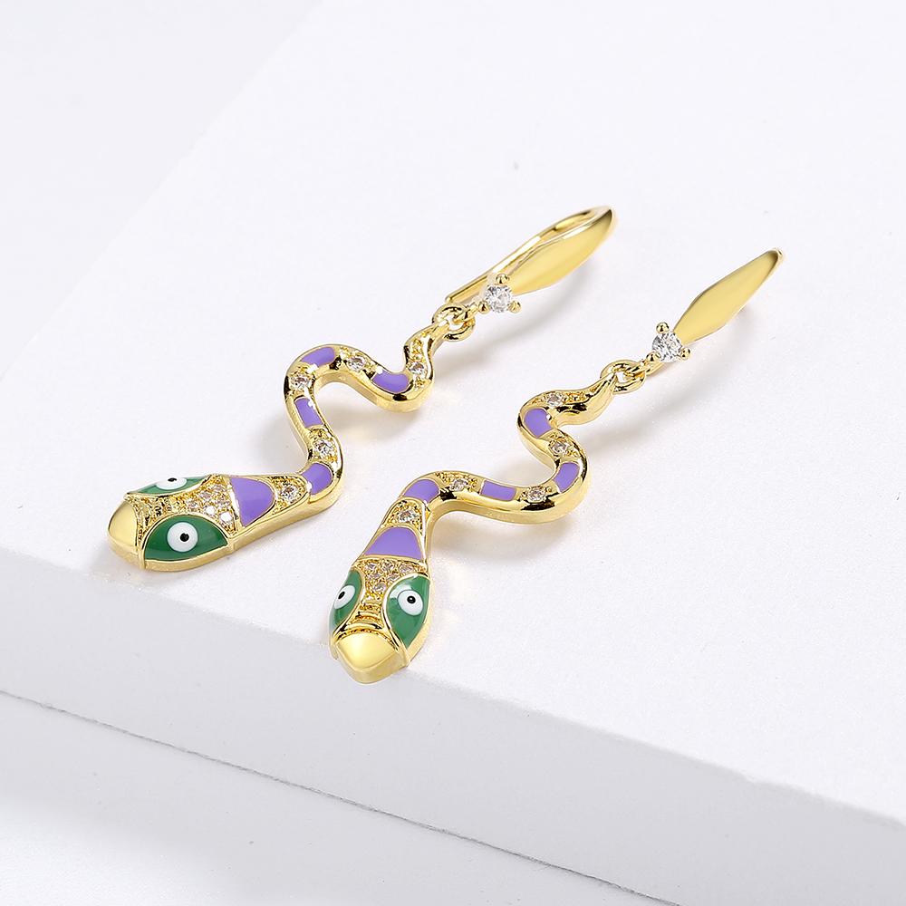 Personality Unique Handmade Enamel Serpentine Women's Earrings High-quality Party Jewelry Punk Style Accessories Fashionable Women's Jewelry