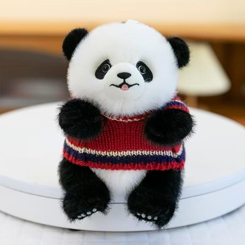 Sweater Wear Panda Plush Toy Cartoon Stuffed Animal Keychain Bag Decoration