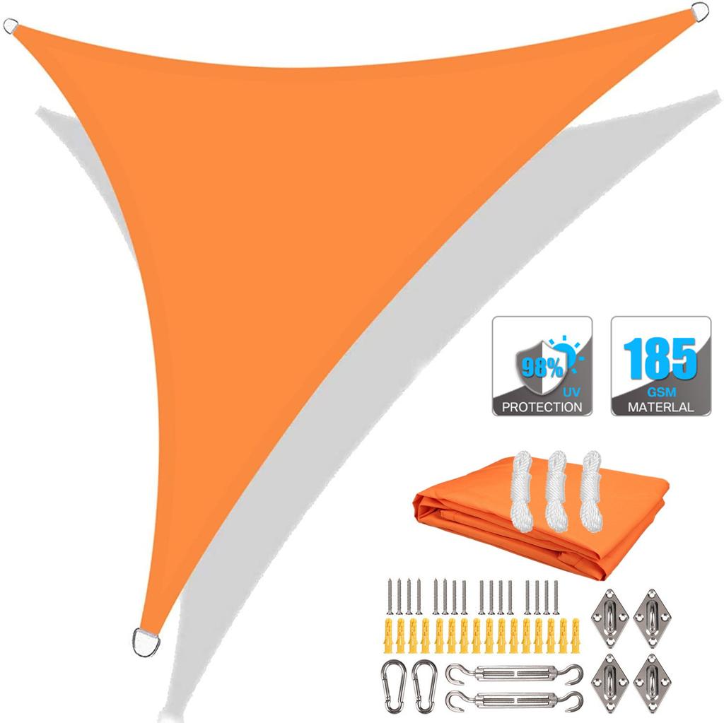 Triangle 2/3/3.6/5M Canopy with Fastening Ropes Premium Weatherproof Breathable Sun Shelter Sun Shade Sails Cloth Outdoor Awning