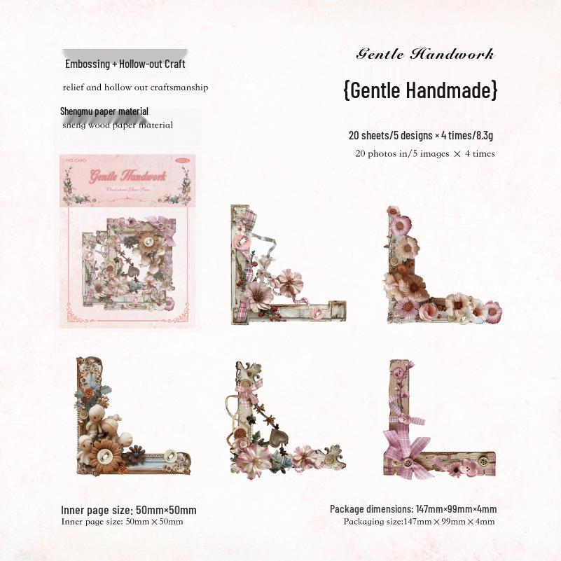 Mò Mò Shēng Mù Zhī Ретро Уголки-наклейки с тиснением под дерево: 3D Вырезка из бумаги для украшения журнала, 20 листов