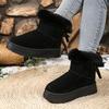 Stivali da neve spessi foderati in pile slip-on 2025 inverno nuovo stile suola chunky metà polpaccio fiocco peloso scarpe di cotone