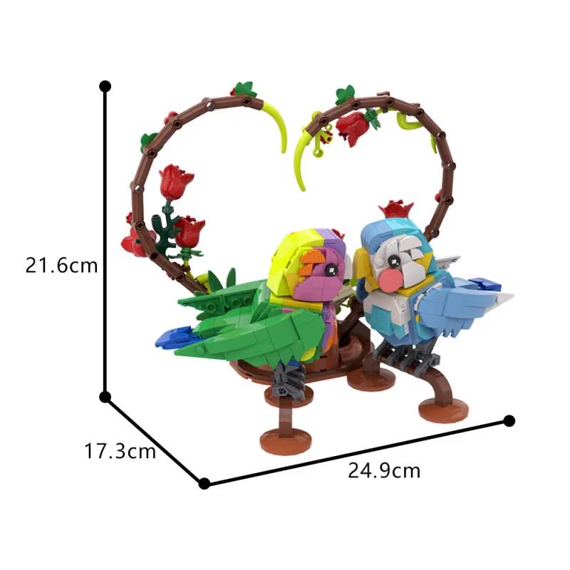 Non-Toxic Creative Bird Building Blocks Set Colorful Parrot Flower Display Diy Assembly Model Toy For Kids And Adults Home Decoration