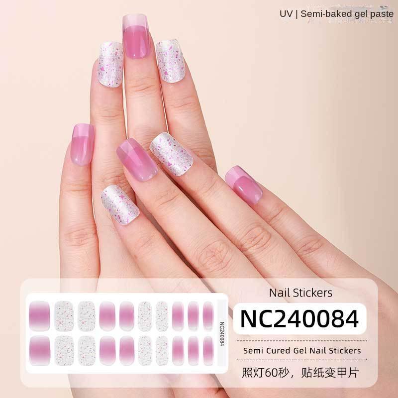 Semi-cured Gel Nail Stickers Gradient Rainbow French Gel Nail Stickers Flash Cat Eye Gel Nail Stickers
