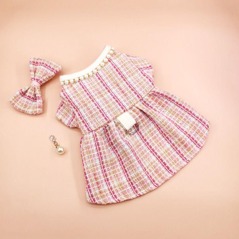 Soft Dog Bow Pearl Coat Cute Cat Skirt Fashion Pet Windbreaker  for Kittens Puppy
