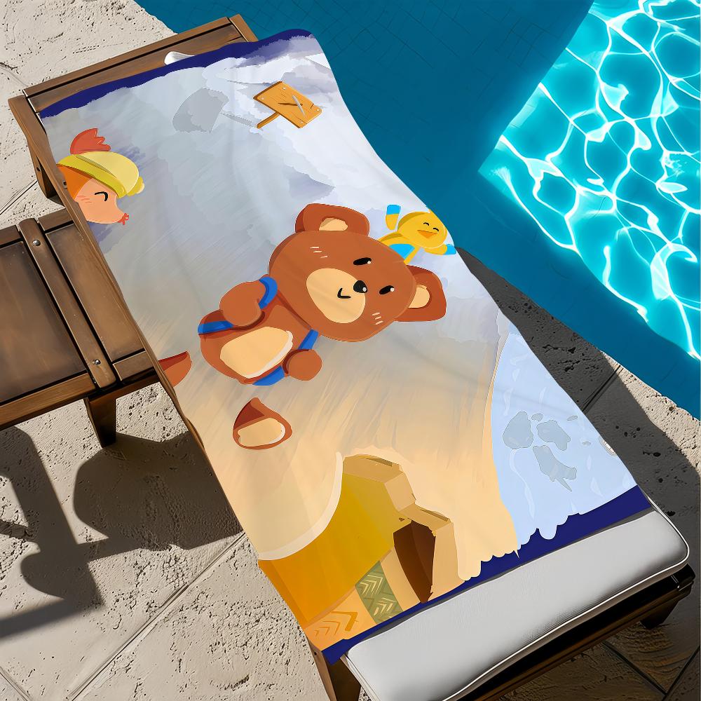Funny Cute Game S-Super Bear A-Adventure Soft Beach Towels Trip Swim Pool Bathing Towel Gym Spa Home Decor Gift Holiday Vacation