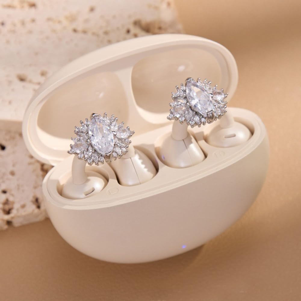 Earphone Clips with Zirconia Decoration and Rhinestones for Elegant Quick Multifunctional Durable and Lightweight Perfect for Sports and Set of 2 Not