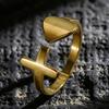 Women Ring Adjustable Fit Asymmetric Heart Design Bright Polished Mirror Texture Finger Ring Jewelry Gift