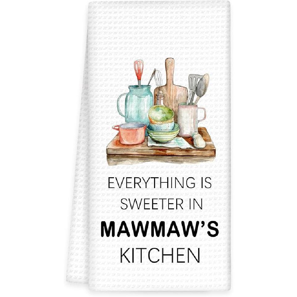 Grammy Gifts for Grandma Kitchen Towels -Gifts for Grammys Mothers Day Hand Towels, Sweeter in Grammy's Kitchen Decorative Dish Tea Towel, Grammys