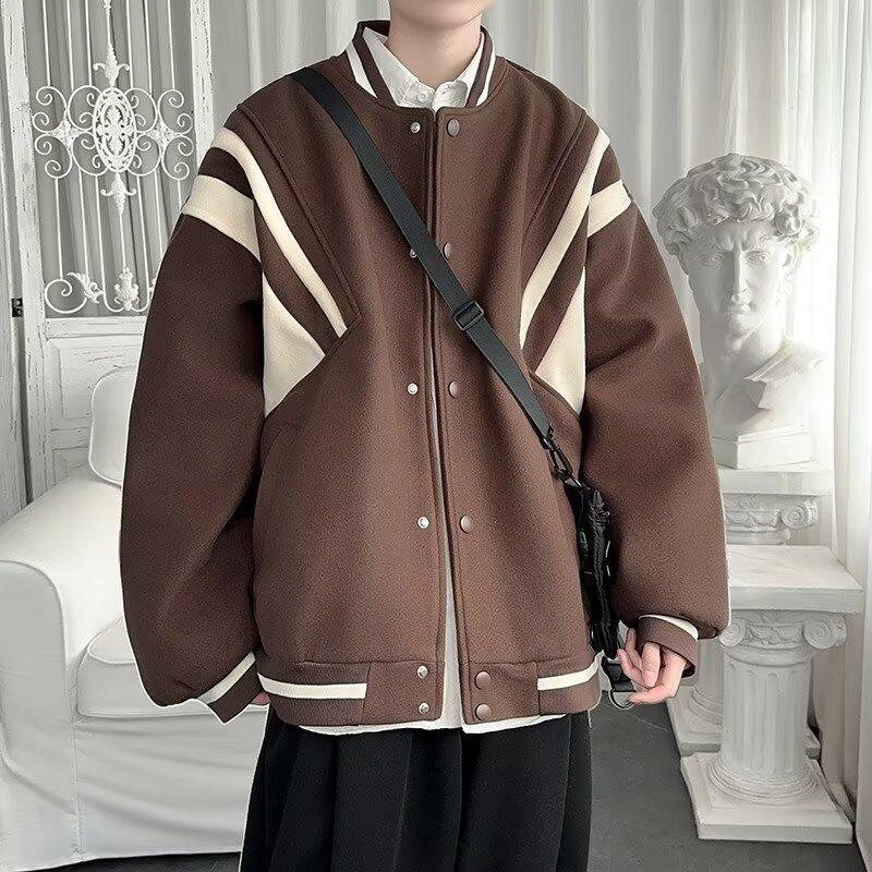 Men's Retro Color-Block Baseball Jacket - Spring/Fall High-Street Style, Cool Hipster Flight Jacket for Couples