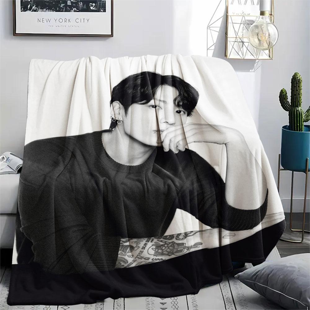 Jungkook iespiests flaneļa pleds, mīksts pārklājs