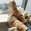 INS Spitze Freizeit Frauen Keile Mit Hohen Absätzen Frauen Schuhe Sommer Sandalen Partei Plattform High Heels Schuhe Frau