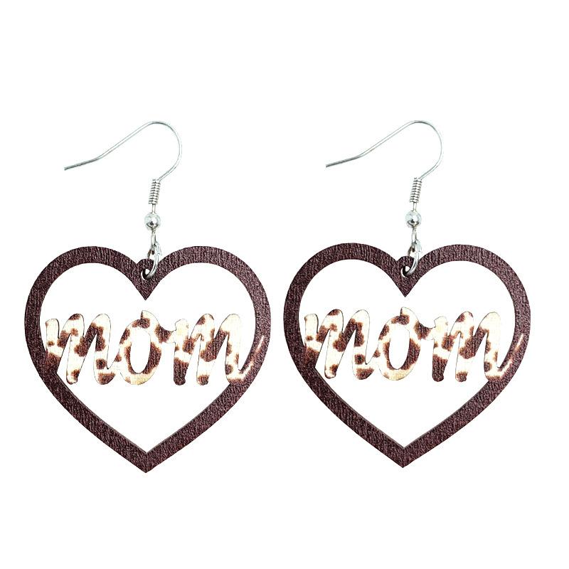 Mother'S Day Wooden Earrings Mother'S Day Word Earrings