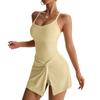 Tennis Jumpsuit Anti-Light Kink Skirt Cross Shoulder Strap Hollow Back Yoga Suit Women