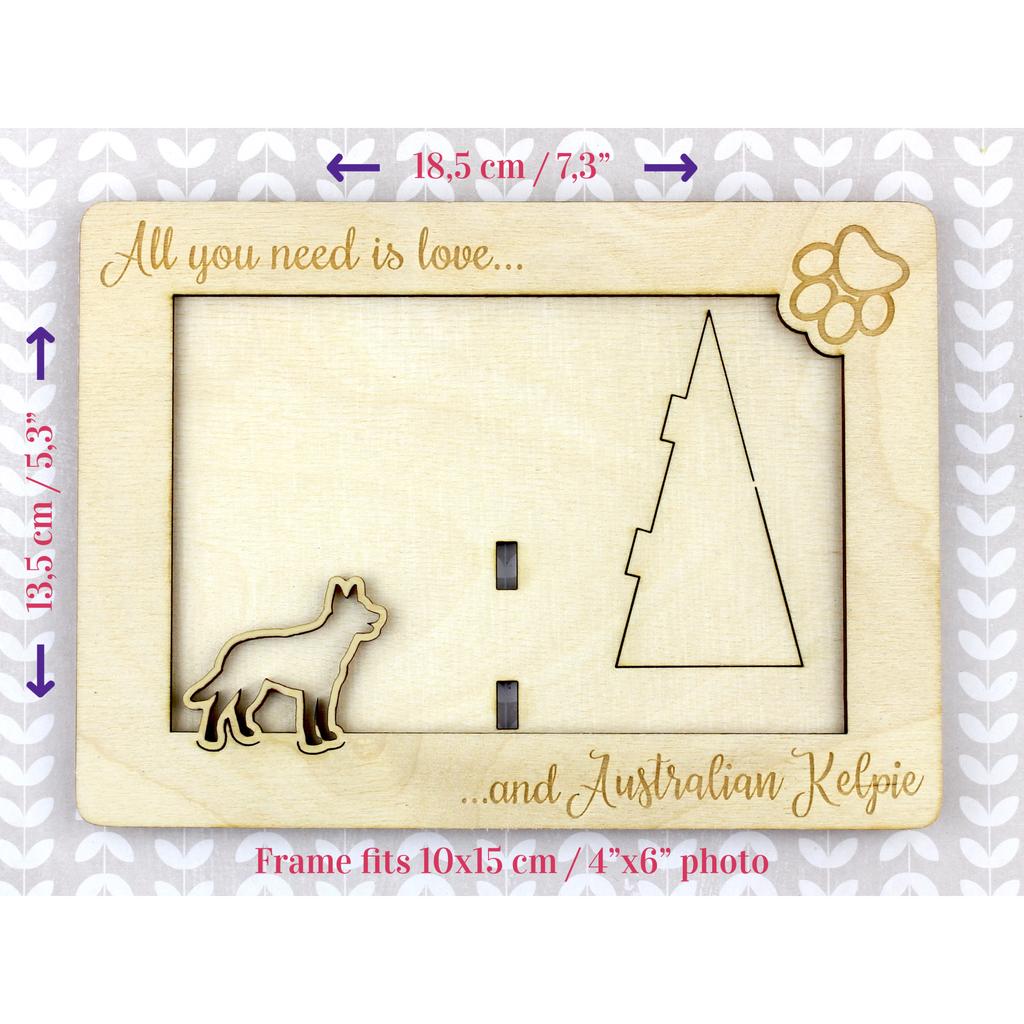 Australian Kelpie, Barb, Farmer Dog – Photo frame, engraved wooden frame | Art-Dog