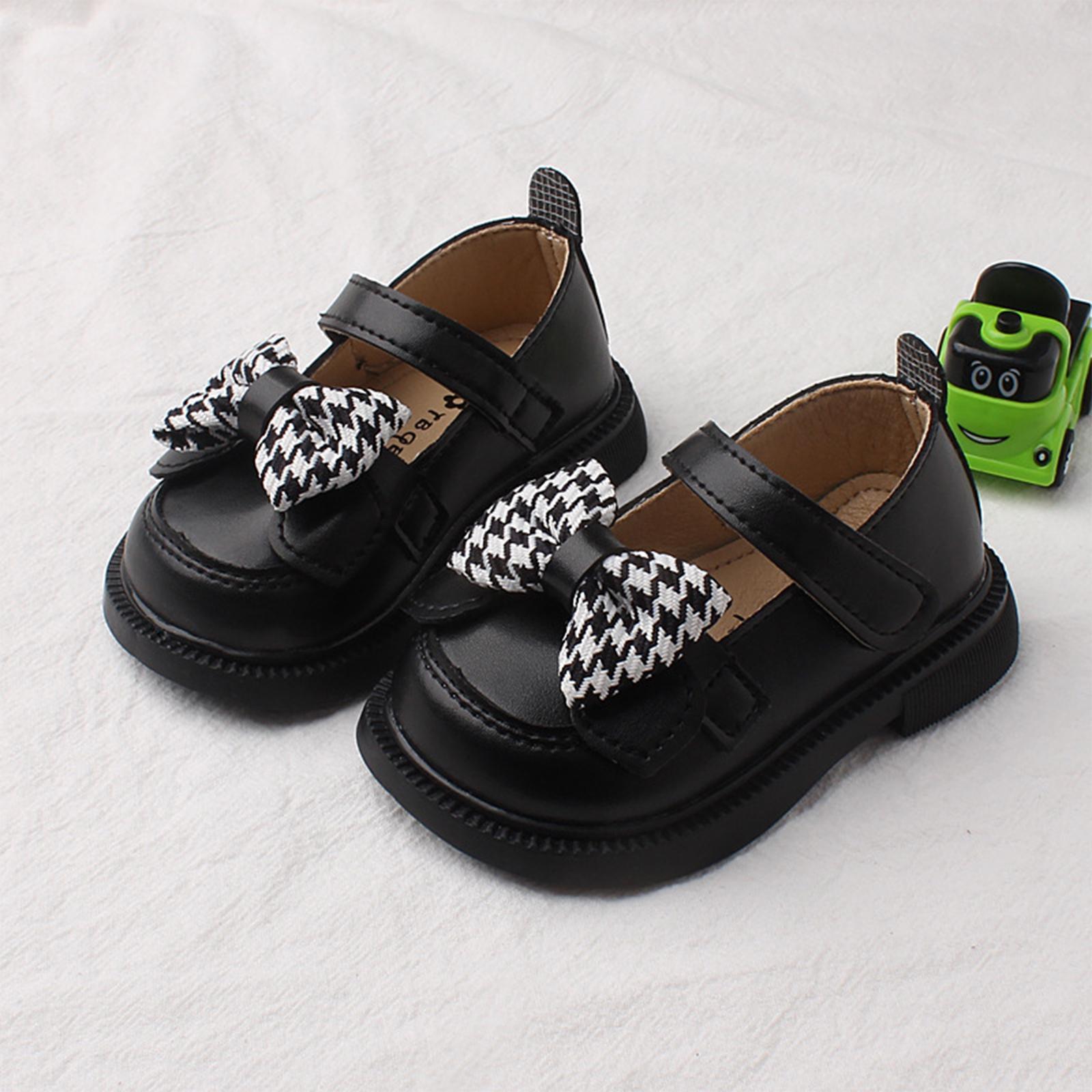Girls Princess Soft Sole Leather Dress Shoes Slip On Hook and Loop Strap Toddler Casual Flat Shoes for Everyday Wear 22