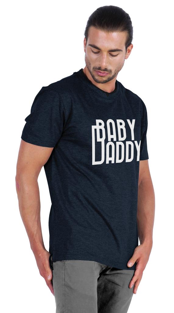 Inkmeso Men  s Graphic Quote   Baby Daddy   Tshirt For Dads Round Neck with V Cut