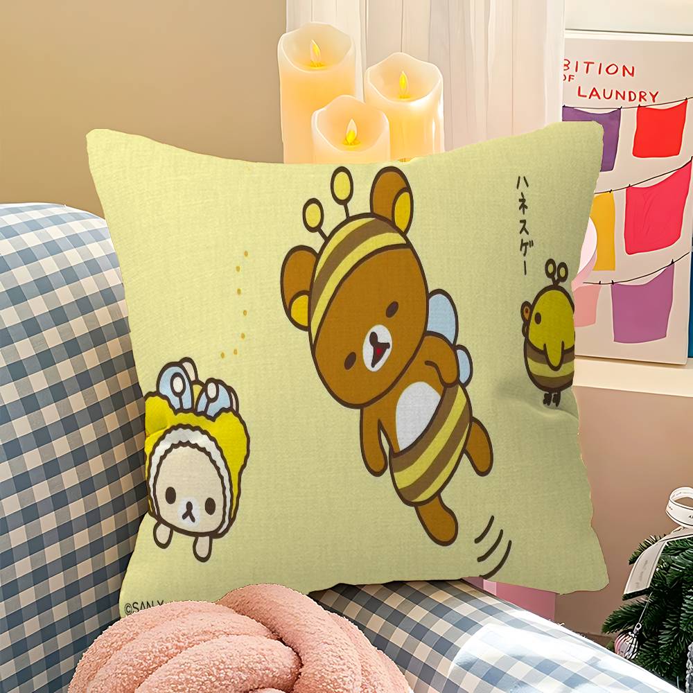 Cute Cartoon RRilakkuma BBear Cushion Cover Inches Farmhouse Decor Home Throw Pillow Covers for Couch Decorations
