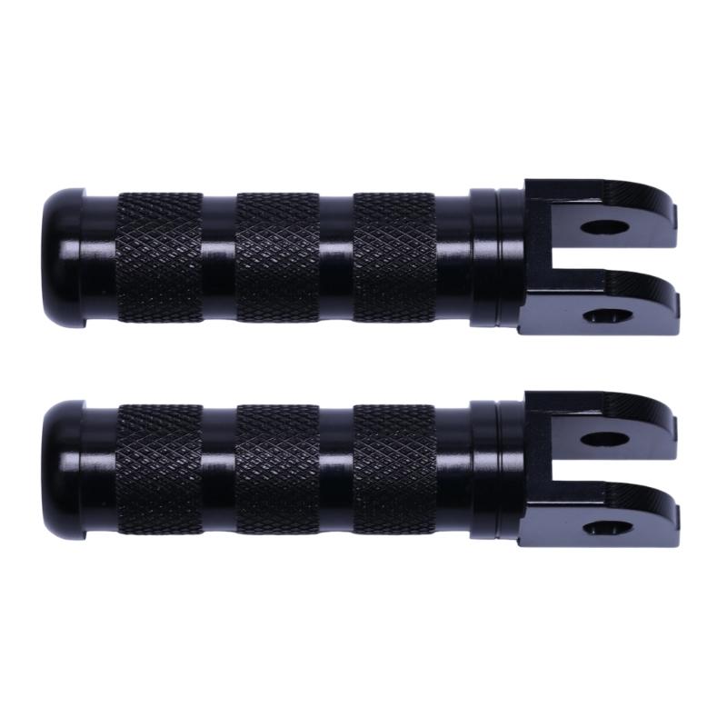 Knurled Motorcycle Foot Pegs with Forked Mounting-Hole End, Machined Aluminum Assembly for Replacement Projects
