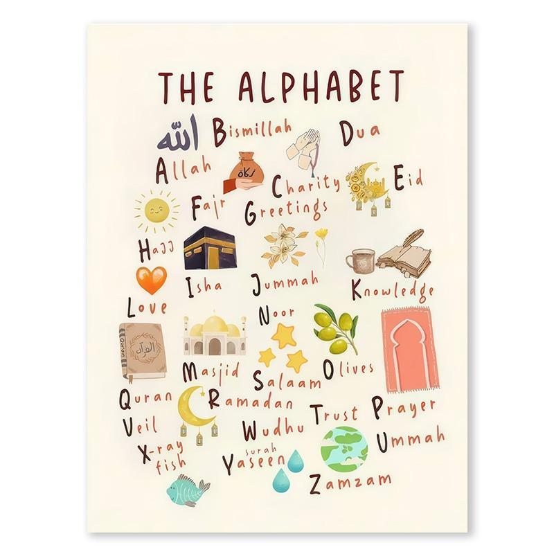 Islam Muslim Prophets Arabic Alphabet Allah Quran Children Nursery Wall Art Canvas Painting Cartoon Lion Poster Kids Room Decor