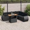 VidaXL Garden Lounge Set 7 Pcs with Cushions Black Wicker 3327268