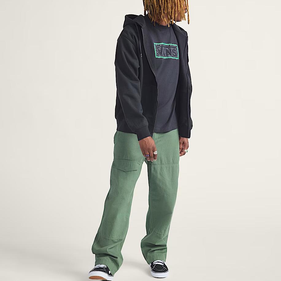 Vans X Atiba Collaboration Hooded Zip-Up Loose Long Sleeve Sweatshirt Unisex sweatshirt VN000Q77BLK