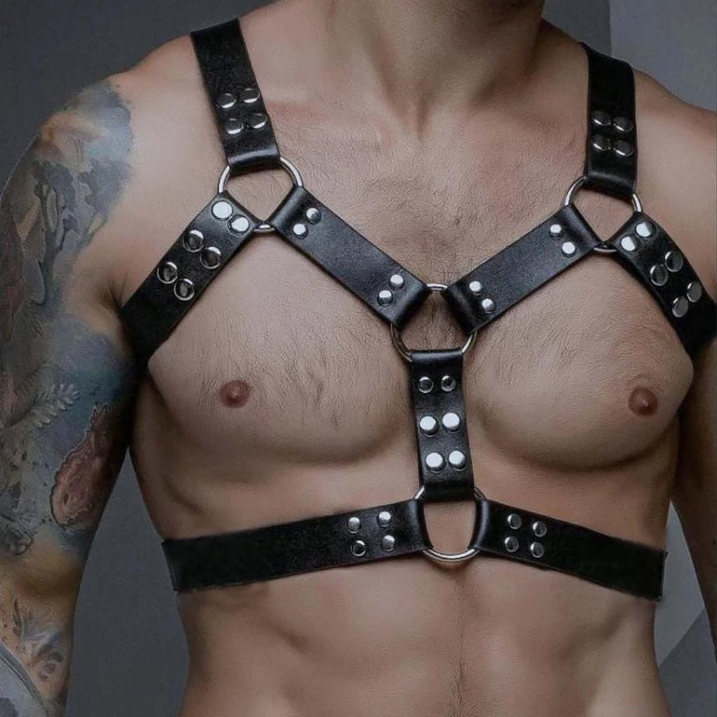 Men Harness Adjustable Sexual Body Bondage Fetish Gay Leather Chest Harness Cage Harness Belts Rave Gay Clothing For Adult Sex