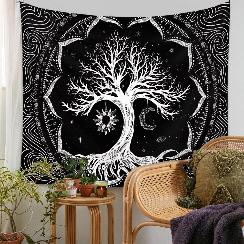Moon Phase Tapestry Wall Hanging White Black Colorful Sun Mandala Tapestry Wall Hanging Celestial Wall Tapestry Hippie Wall Carp