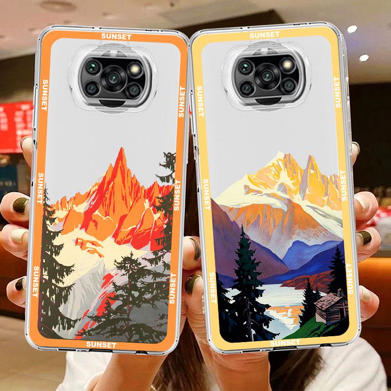 Custodia Trasparente Vintage Lago Vetta Montana Per Xiaomi Mi Poco X3 NFC M3 Pro F3 F1 11 Lite 12 Redmi Note 10 9S 8 7 9 Custodia Morbida per Telefono