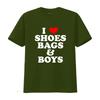 I Love Shoes Bags Boys Cotton T Shirt Vintage Washed Stretched Designer Clothes Graphic Comfortable Soft Top For Everyday Wear