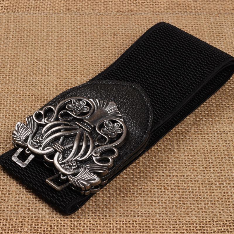 Palace Vintage Metal Carved Wide Belt New Fashion Accessories Alloy Flower Vintage Leather Belt Belt Straps for Women